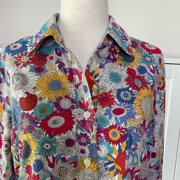 LIBERTY ART Fabrics of London Cotton Floral Print Shirt Button Front Size S/:P - Picture 3 of 15